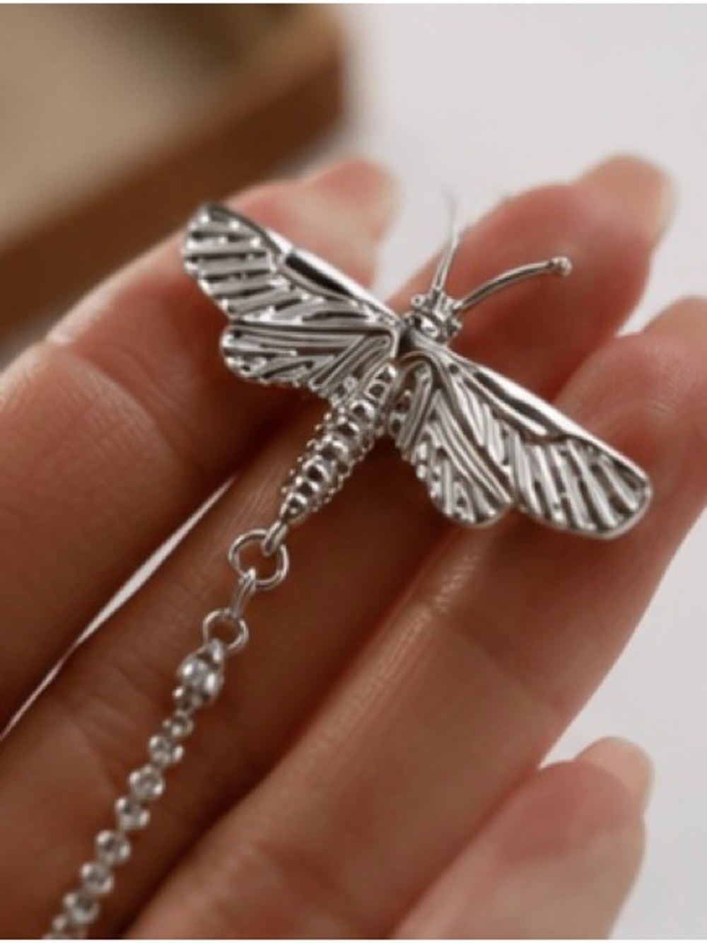 Celestial Moth Tassel Earrings Long Chain
